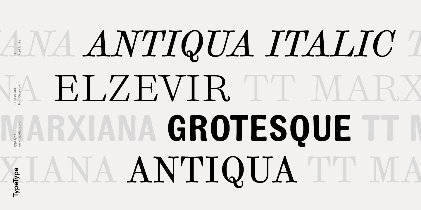 Пример шрифта TT Marxiana Antiqua Italic
